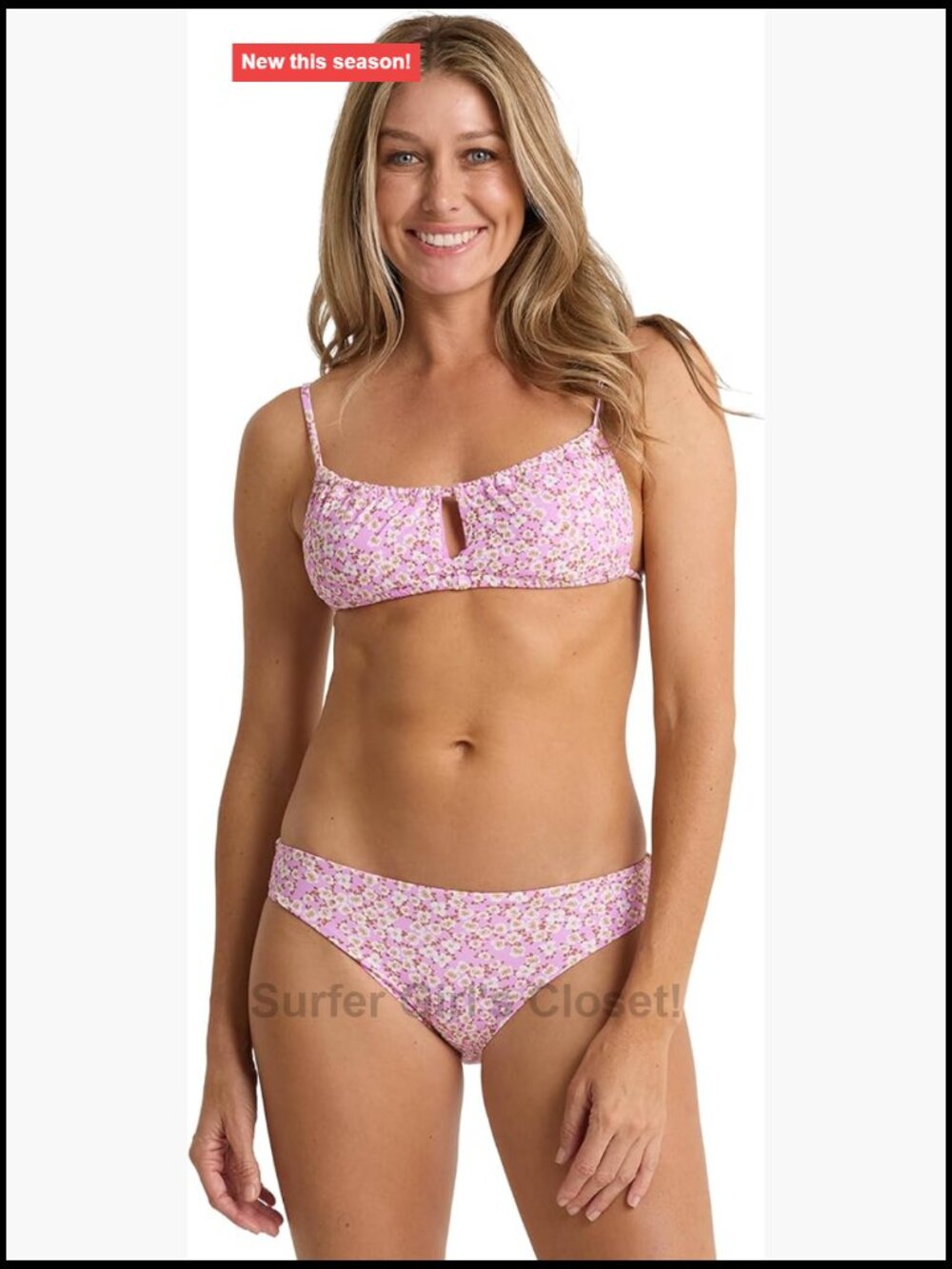 Roxy Two Piece Bikini Set - Ruched Bralette Top, High Waist Bottom, UPF 50+